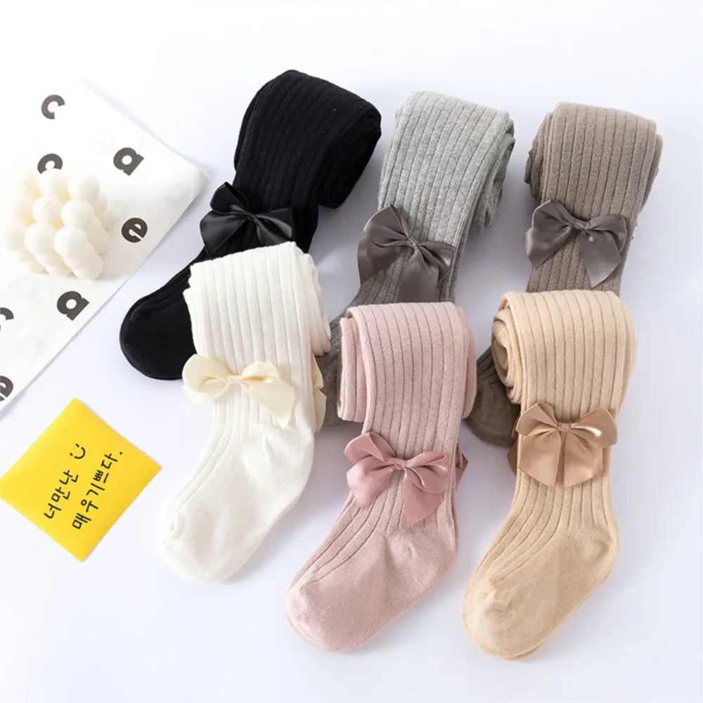 Baby tight spring and autumn pantyhoses children stocking girls vertical stripes bowknot baby tights new render pantyhose