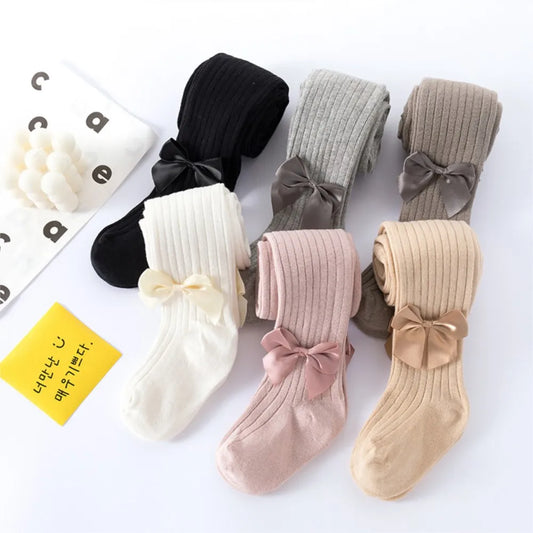 Baby tight spring and autumn pantyhoses children stocking girls vertical stripes bowknot baby tights new render pantyhose