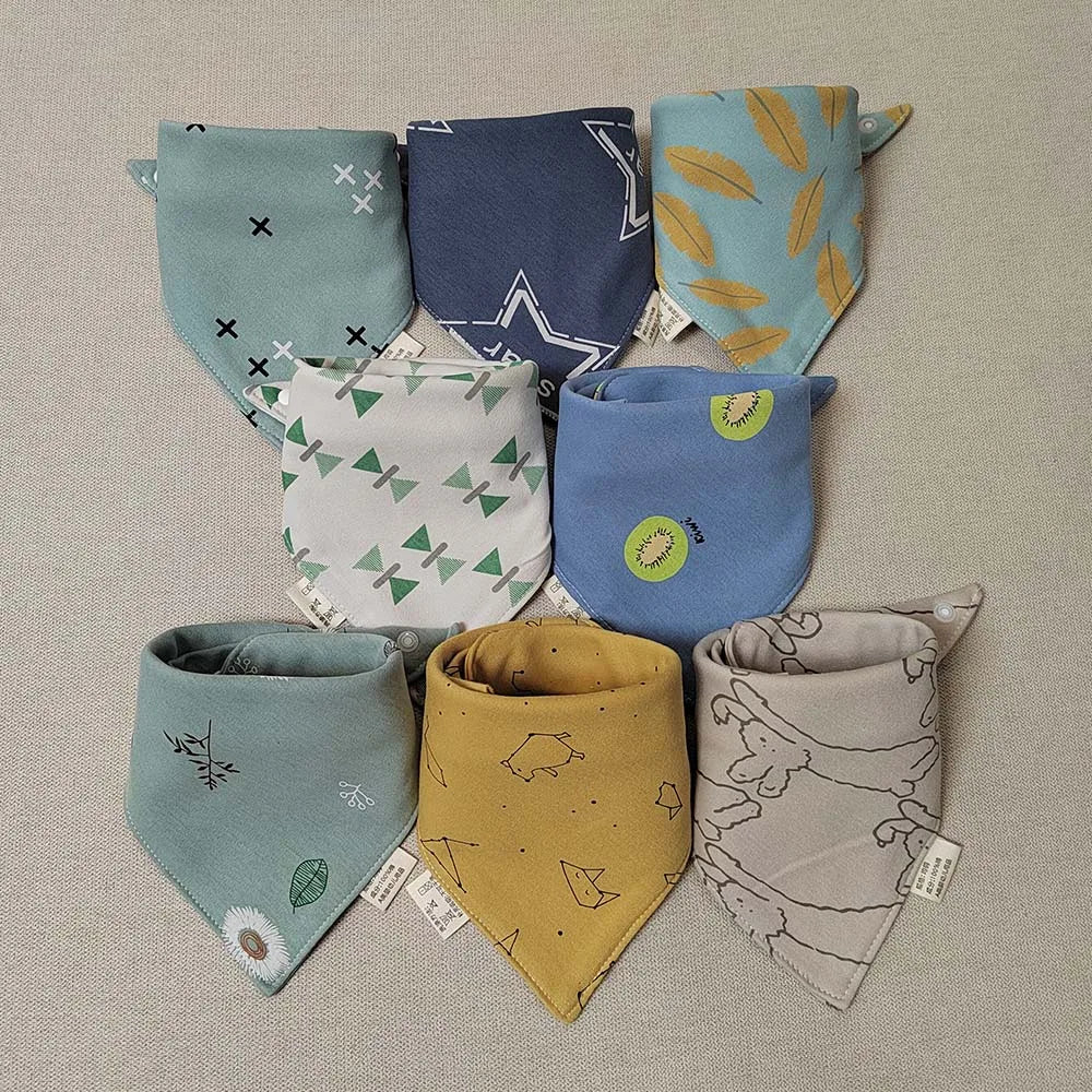 8 Pieces Baby Bibs Bandana Triangle Cotton Soft Infant Feeding Burp Cloth Newborn Teething Slaiva Towel Boy Girl Accessories