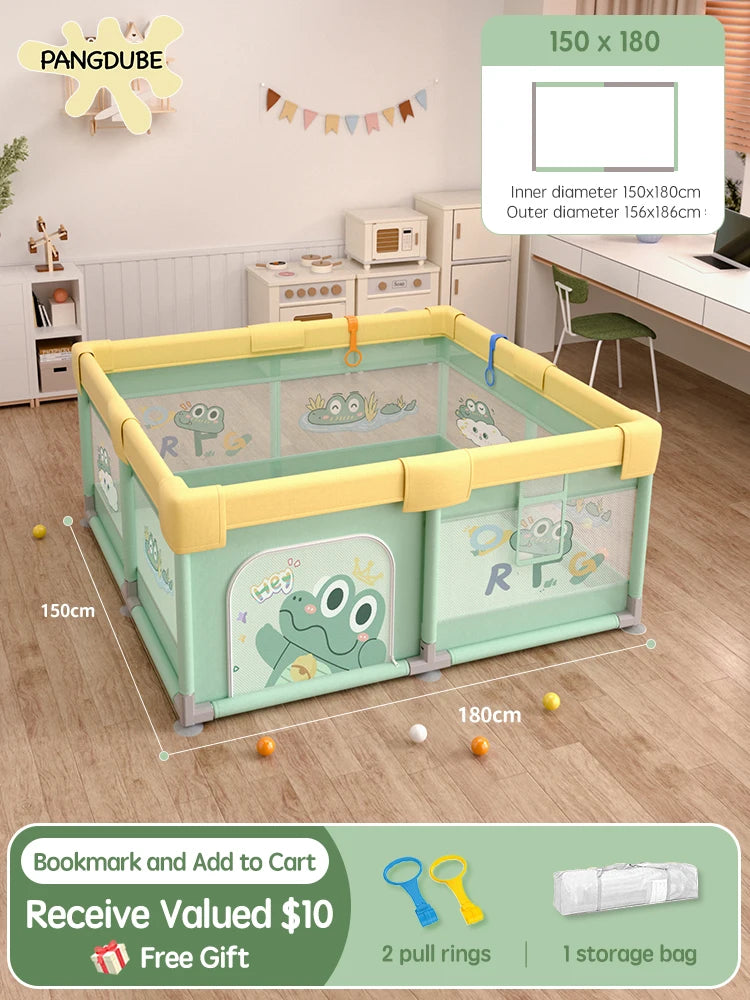 PANGDUBE Crocodile Baby Play Fence with Storage Bag & Hand Rings Playpen for Baby Playground Baby Ball Pool Children's Playpen