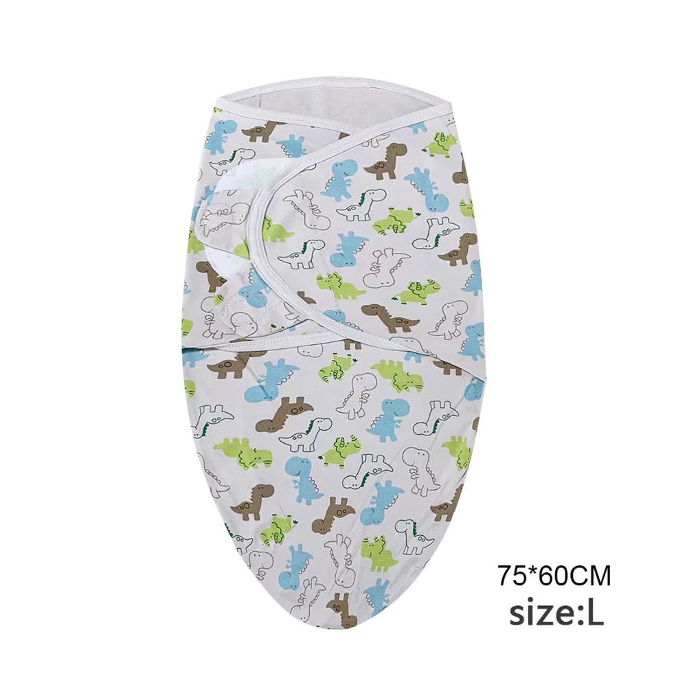 Baby Blanket Hat Set Cartoon Printed Cotton Newborn Swaddle Adjustable Infant Sleeping Swaddle Wraps All Seasons 0-6 Months