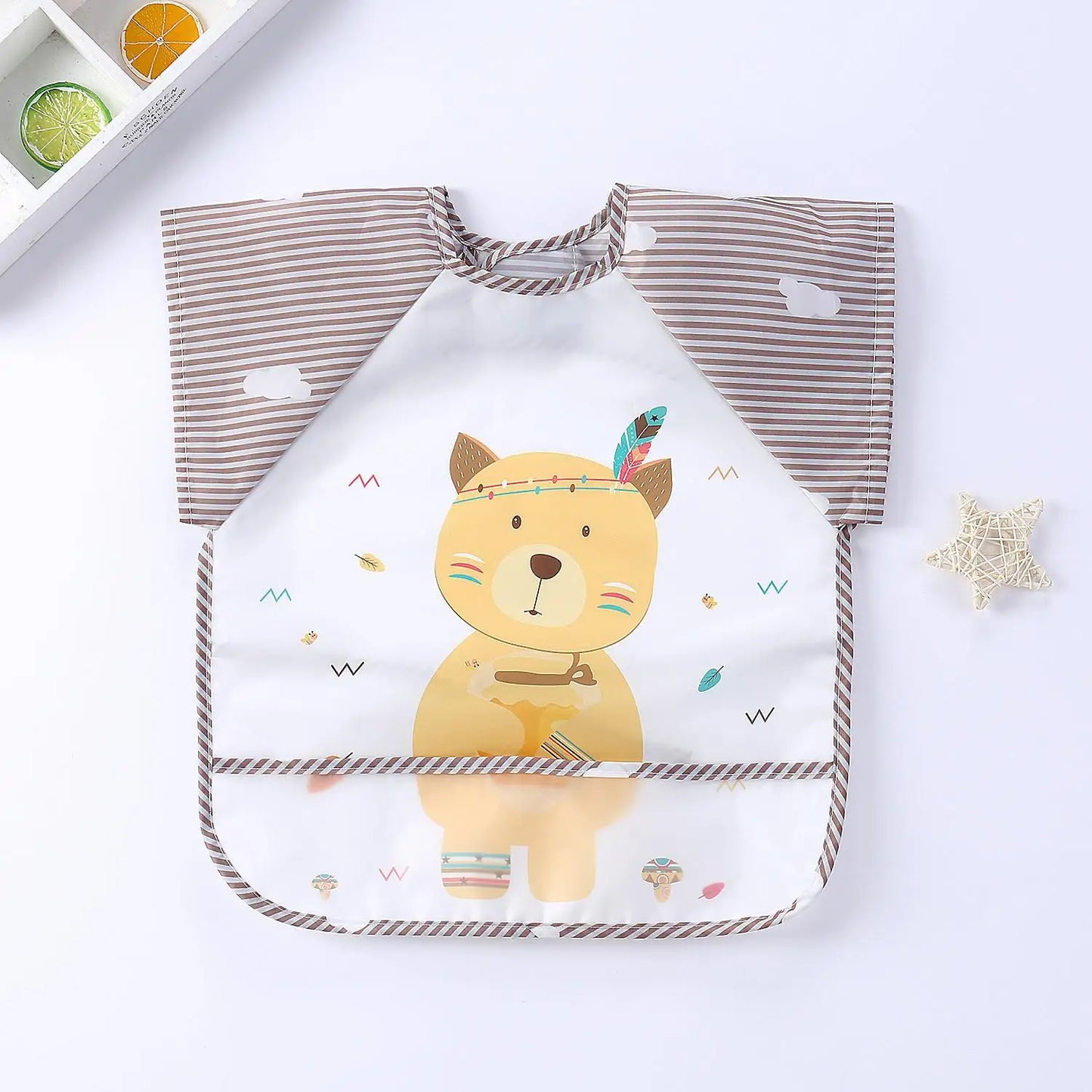 Baby Bibs Unisex Boys Girls Cartoon Pattern Burp Cloths Long Sleeve Water Proof Bibs Feeding Apron Art Painting Graffiti Smock