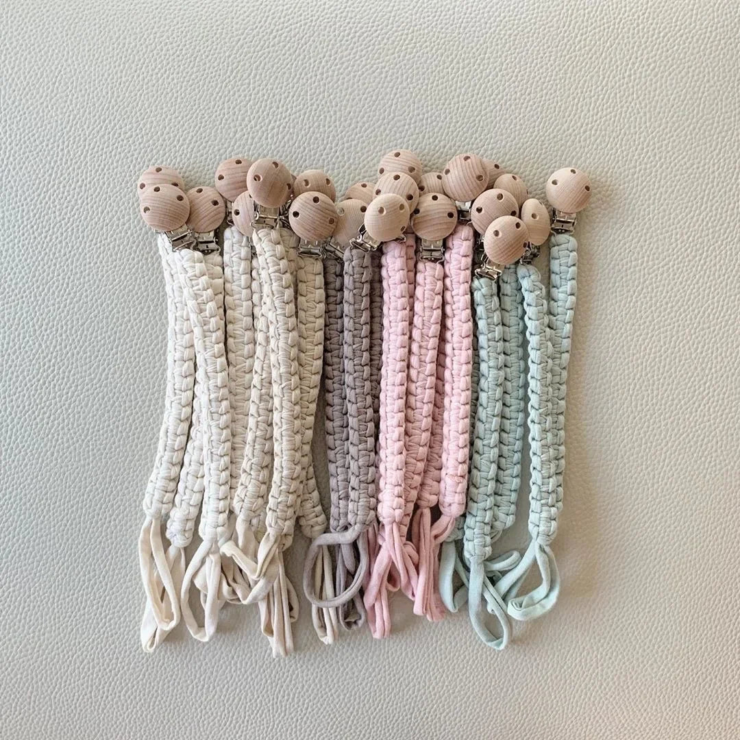 Baby Pacifier Clips Chain Handmade Crochet Newborn Anti-drop Soother Chains Nipple Dummy Holder Clip