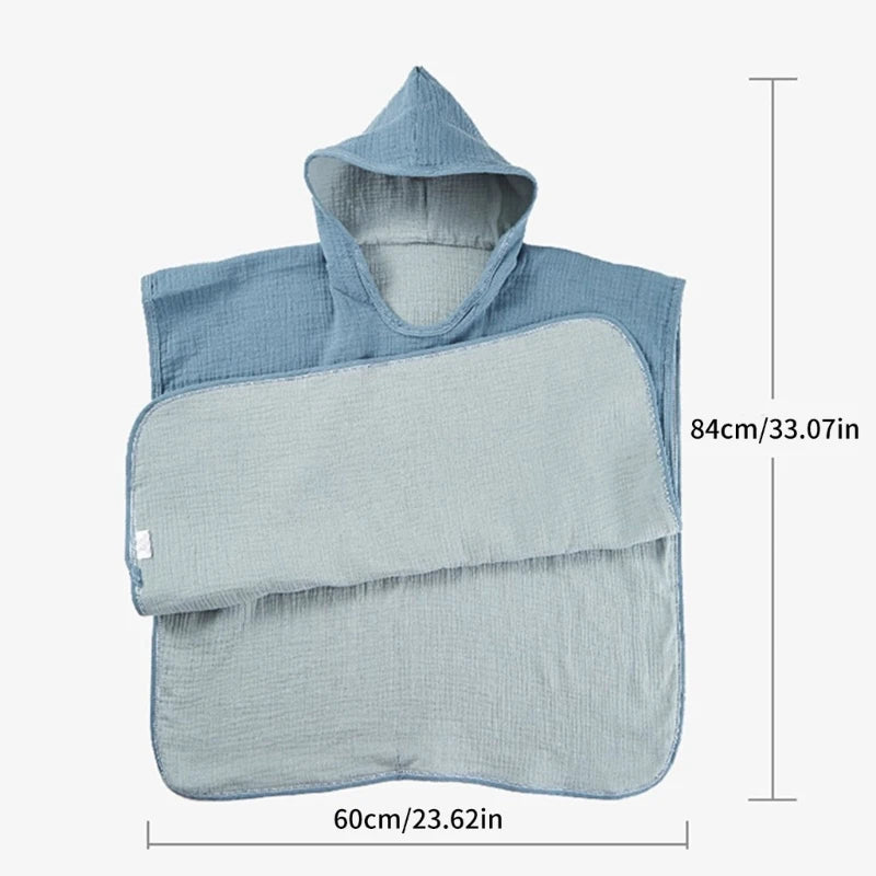 Quick-Dry Towel with Hood Baby Bath Towel Shower Towel Infant Poncho Bathrobe Breathable Cotton Cape Beach Towel D5QA