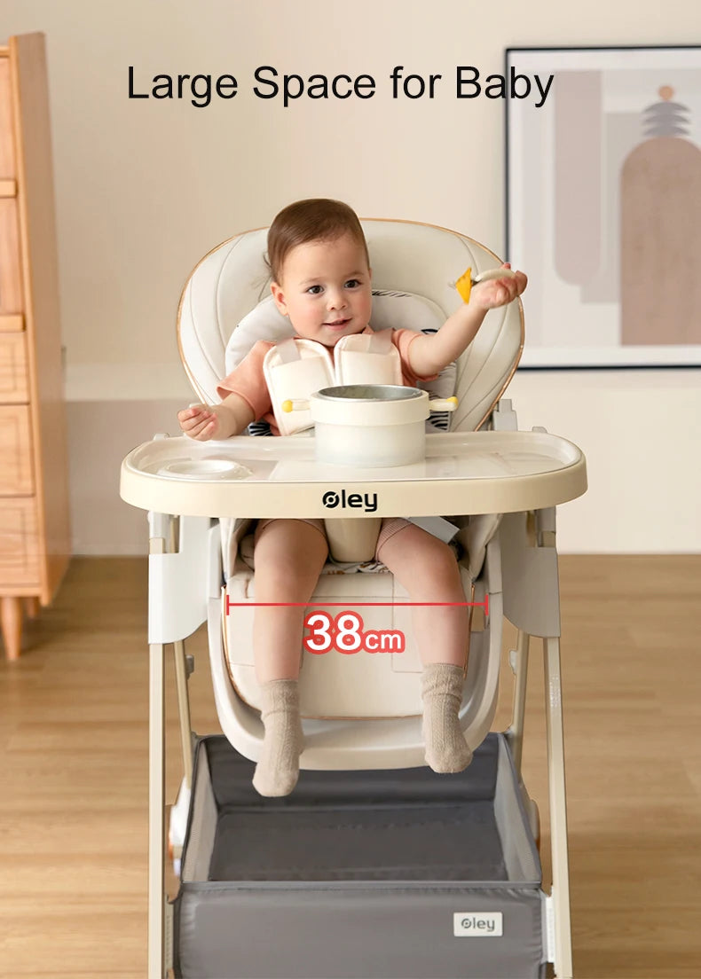 Luxury Baby High Chair with Removable Seat and Tray Adjustable Height Baby Feeding Chair Assembly-free dining chair