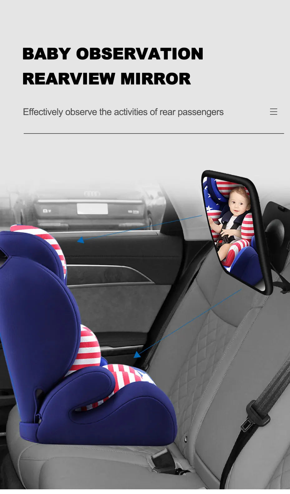 Baby Monitor Mirror Interior Car Seat Back Headrest Mirror For Baby Mirrors Kids Rear Seat Safety Monitor 360 Degree Rotation