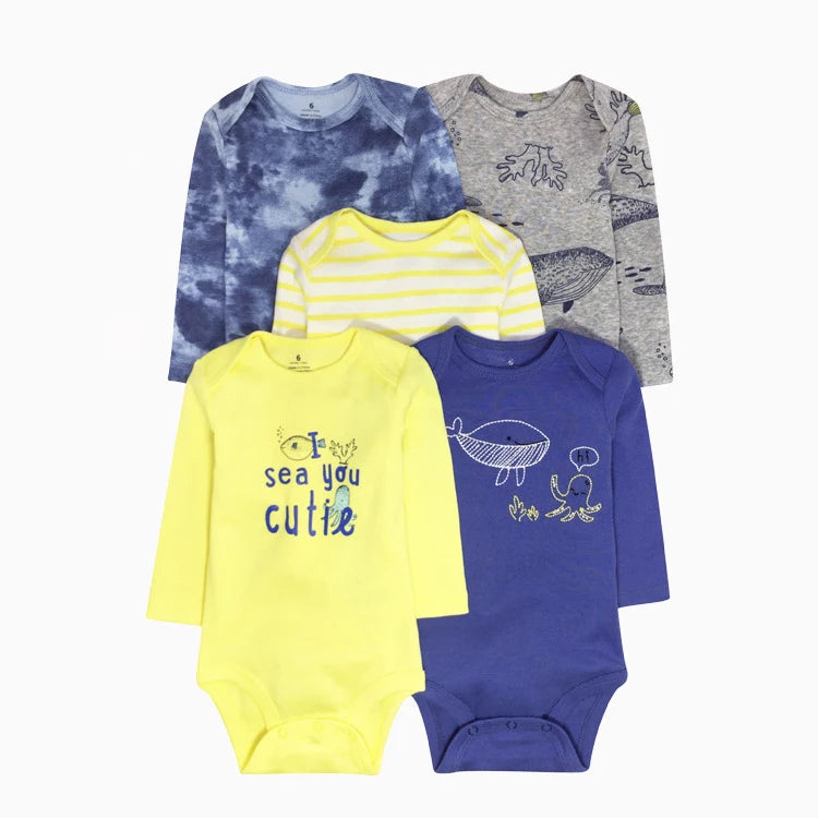 IYEAL 5PCS/lot Baby Boys Clothing Girls Bodysuits Long Sleeve 100% Cotton Baby Clothes 0-24 Months Newborn Body Bebe Jumpsuit