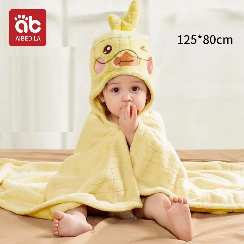 AIBEDILA Cute Animal Baby Bath Towel Cartoon Rabbit Dinosaur Infant Towels Blanket With Hood Newborn Bath Wipe Baby Beach Towels