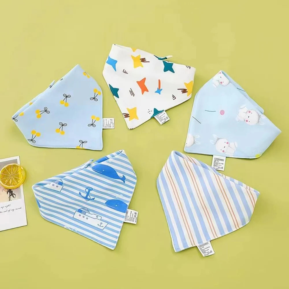 5 Pieces Baby Bandana Bibs Cotton Triangle Soft Saliva Towel Kids Feeding Burp Cloth Baby Boy Girl Newborn Stuff