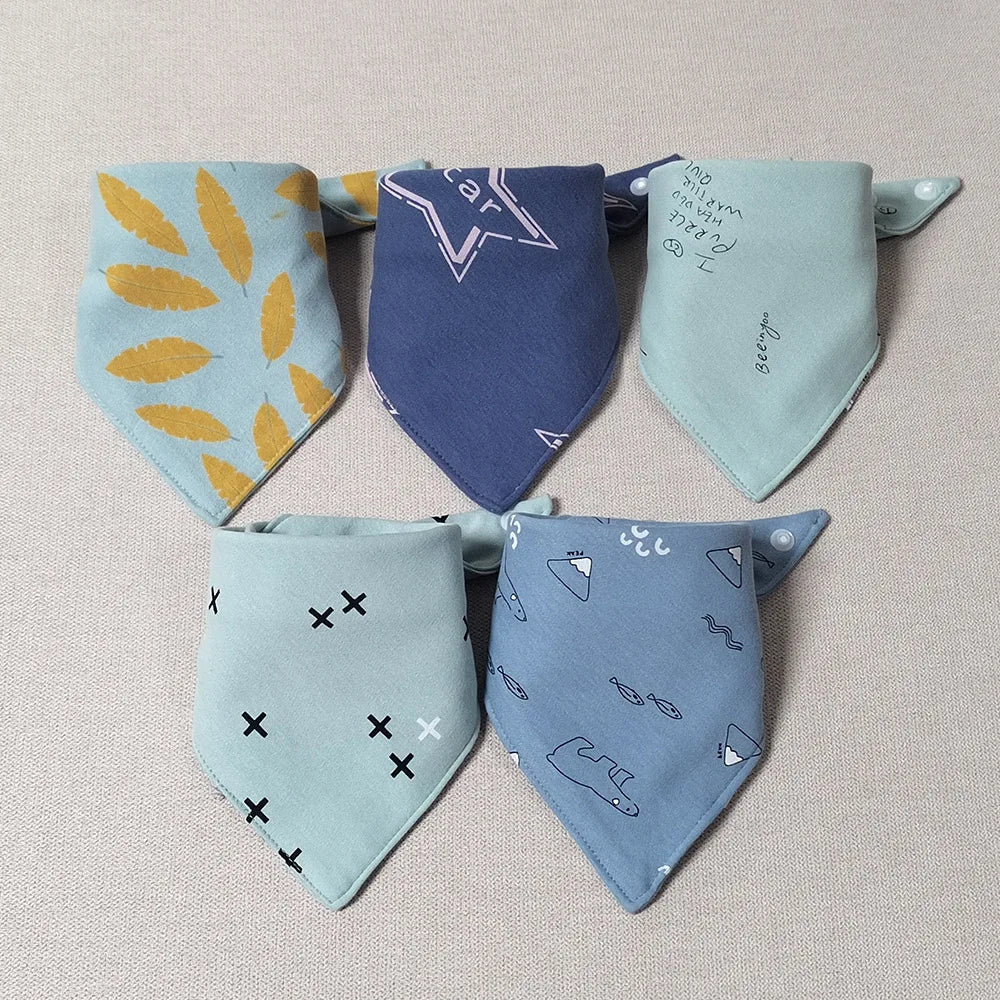 Baby Bandana Drool Bibs For Unisex Boys Girls 5 Pieces Baby Feeding Burp Cloth Cotton Saliva Towel Drool Bib Newborn Accessories