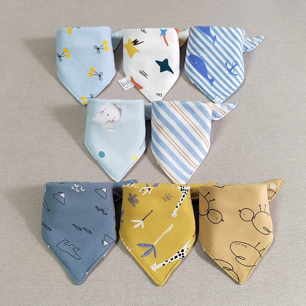 8 Pieces Baby Bibs Bandana Triangle Cotton Soft Infant Feeding Burp Cloth Newborn Teething Slaiva Towel Boy Girl Accessories