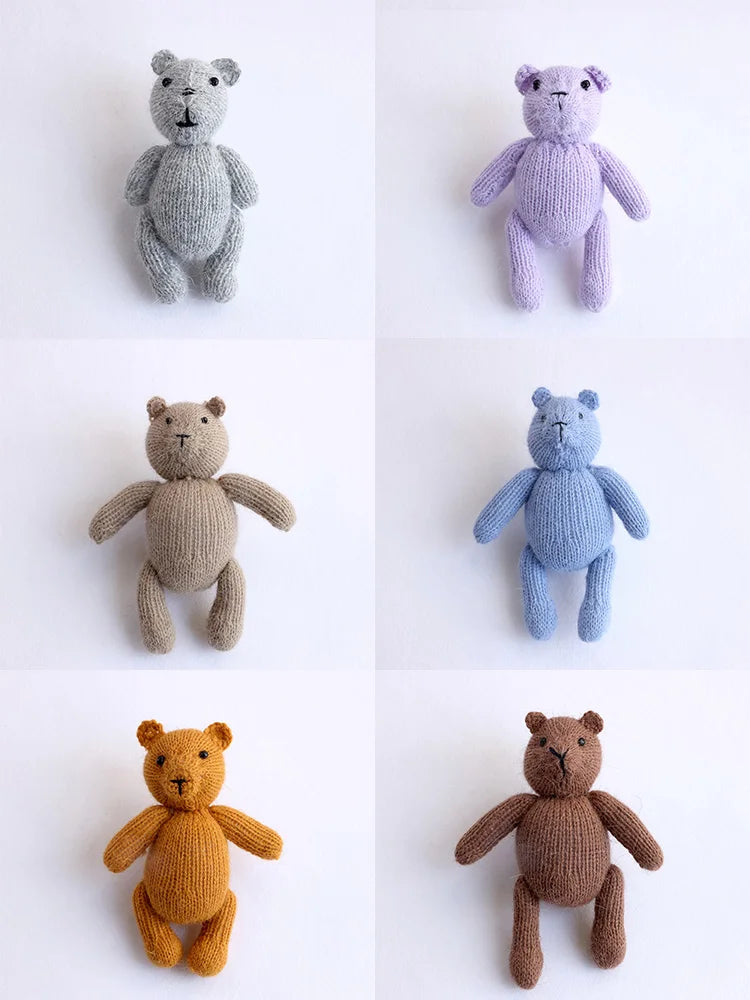 Handmade Knitted Teddy Bear Dolls Photography Toy Mohair Cute Crochet Animal Image Doll Studio Photo Shooting Props Accessories