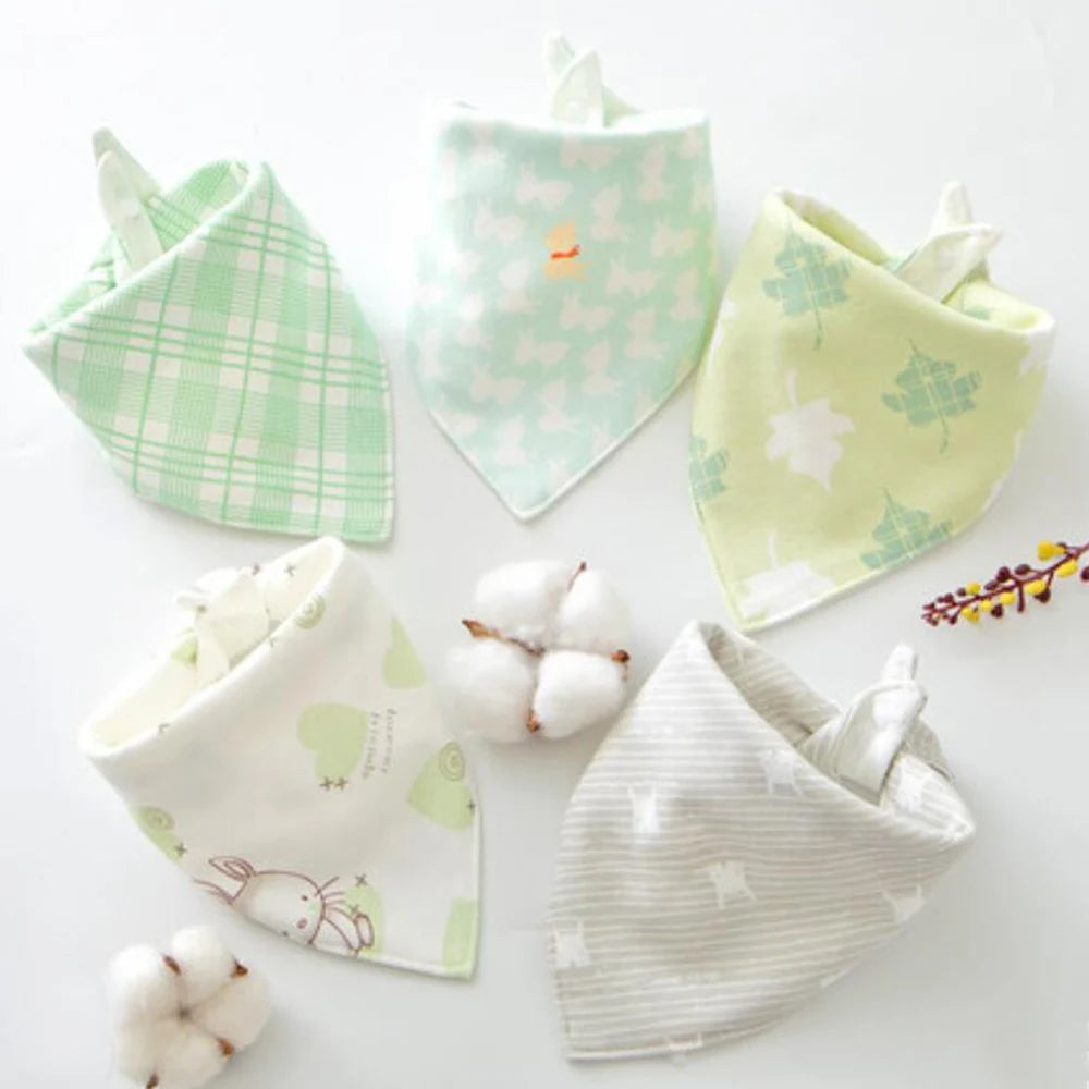 5 Pieces Baby Bandana Bibs Cotton Triangle Soft Saliva Towel Kids Feeding Burp Cloth Baby Boy Girl Newborn Stuff