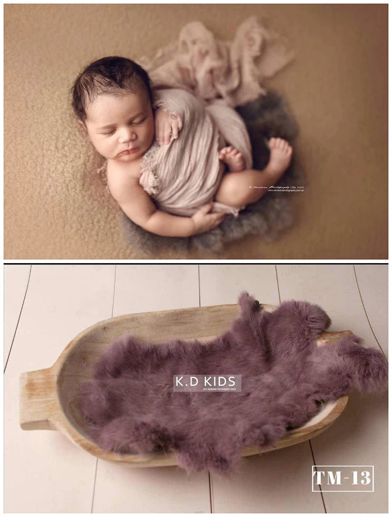 Newborn Photography Accessories Baby Blankets Natural Rabbit Fur Rug Infant Shoot Prop Soft Basket Filler Studio Photo Props