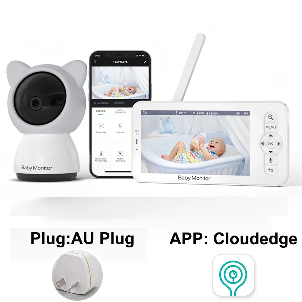 Baby Monitor Babyphone WIFI Wireless Video Baby Camera Bebe Nanny 5 Inch LCD Mobile Phone APP Control PTZ Lullabies for New Born