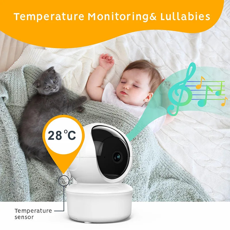 BABY 6T Baby Monitor 1080P HD Camera 5''Screen  Night Vision  Audio and Video Nanny Security 3000mAh Battery Temperature Monitor