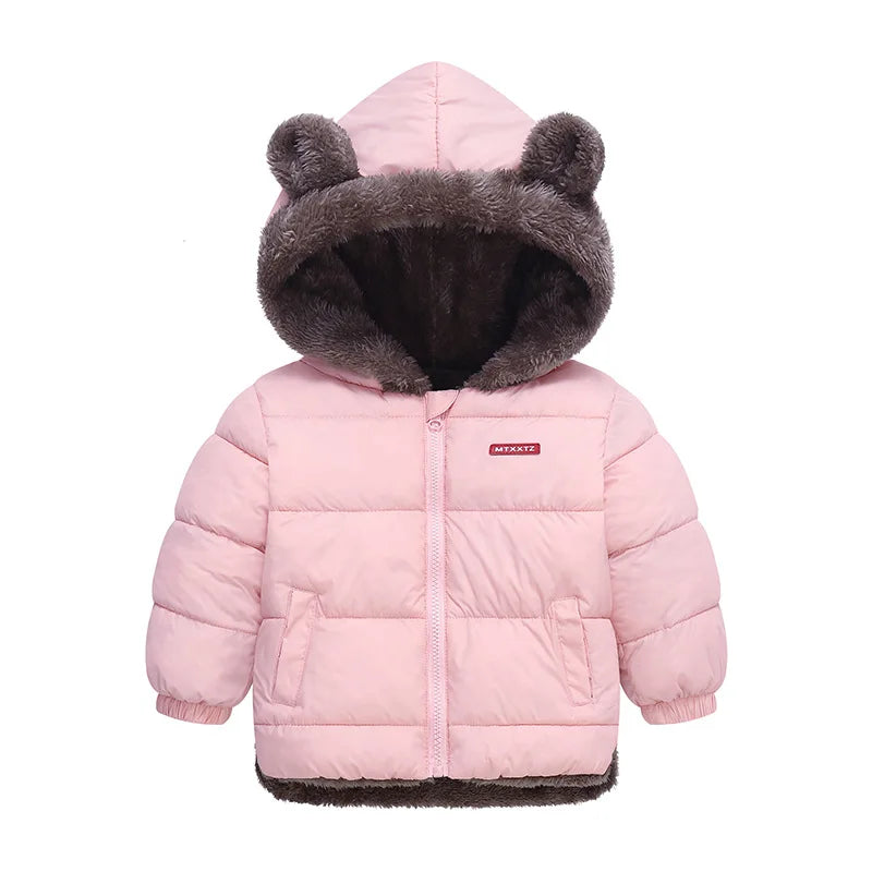 Baby Boys Girls Thick Jackets Winter Hooded Cotton Outerwear Children's Cashmere Padded Fleece Coat Kids Warm Snowsuit Clothes