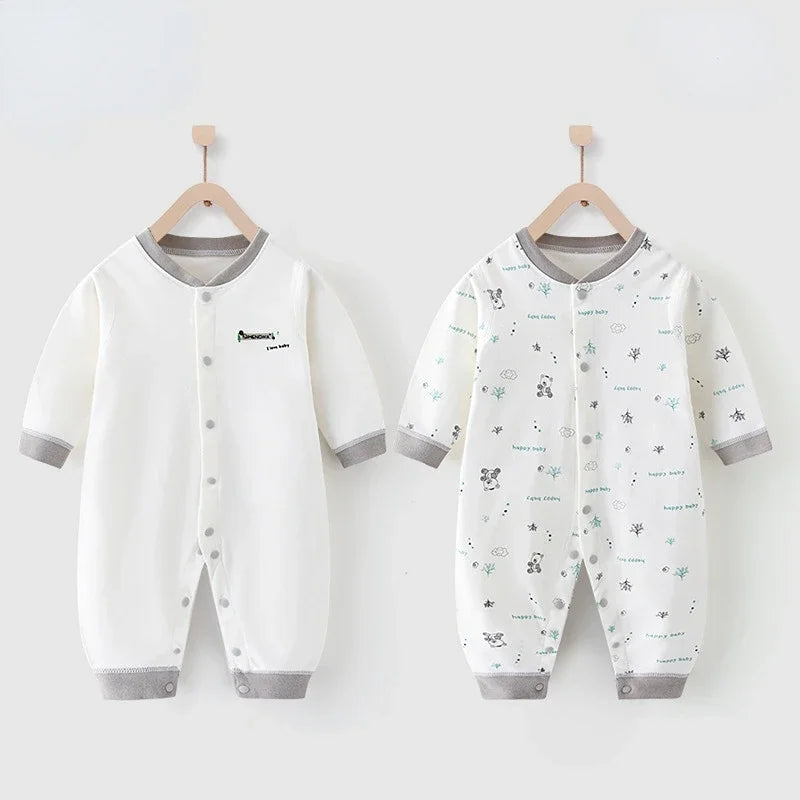 Baby One-piece Clothes Long-sleeved Cotton Newborn Pajamas Rompers Baby Air-conditioned Clothes Spring and Autumn