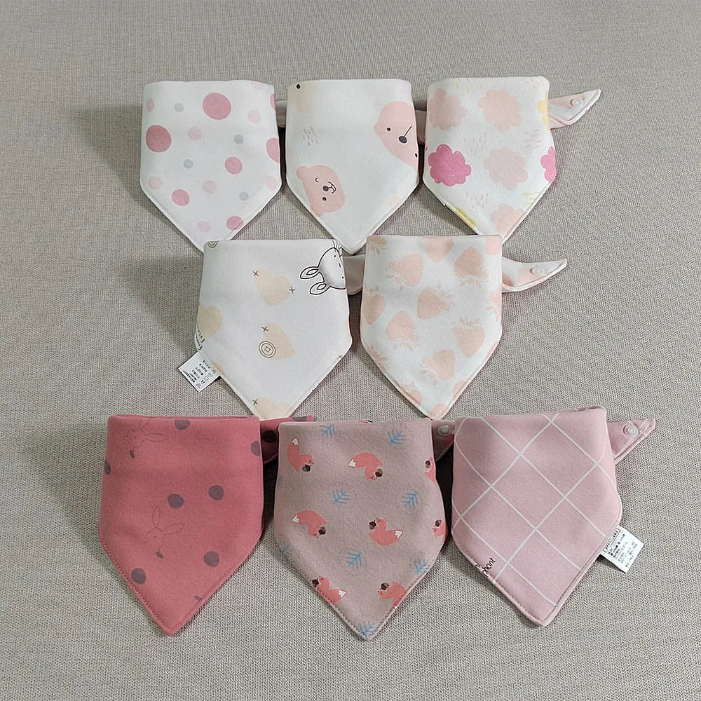 8 Pieces Baby Bibs Bandana Triangle Cotton Soft Infant Feeding Burp Cloth Newborn Teething Slaiva Towel Boy Girl Accessories