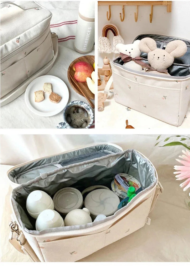 Baby Diaper Bag Outdoor Mommy Shoulder Bag Waterproof Baby Bottle Insulation Mommy Bag Baby Cart Hanging Bag Trolley Accessories