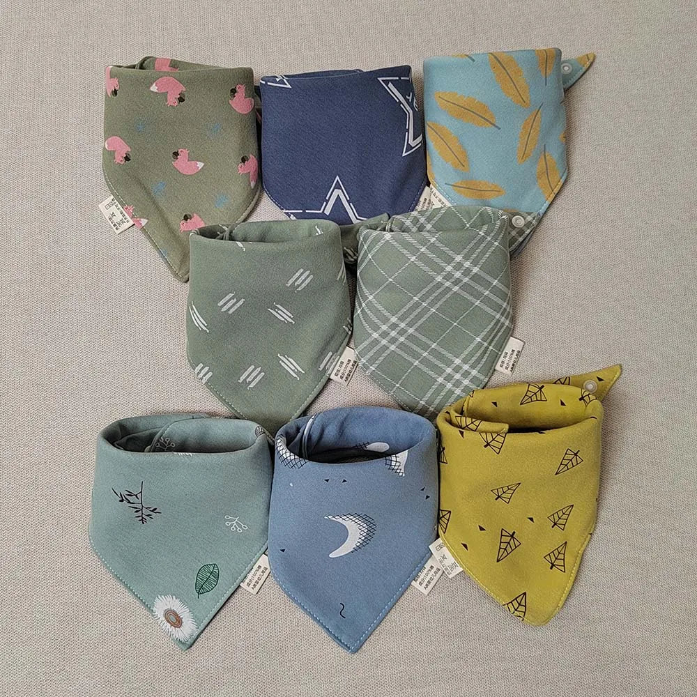 8 Pieces Baby Bibs Bandana Triangle Cotton Soft Infant Feeding Burp Cloth Newborn Teething Slaiva Towel Boy Girl Accessories