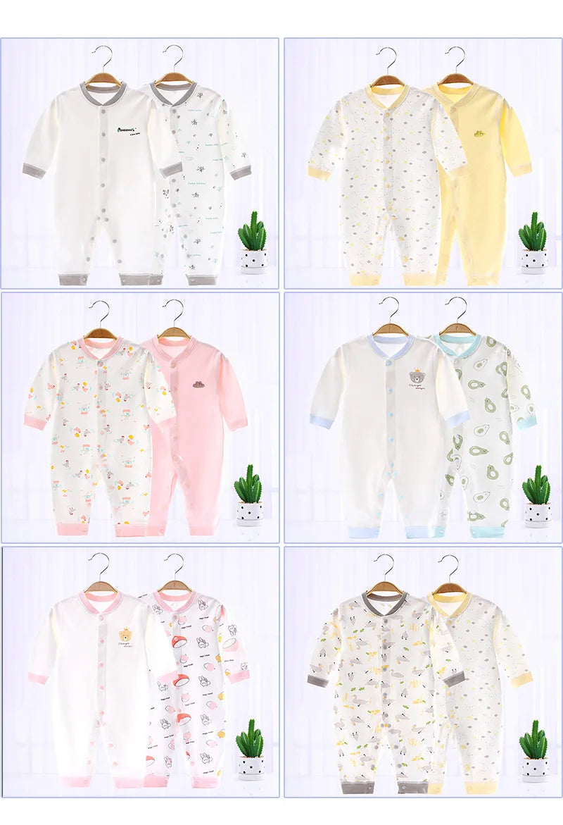 Baby One-piece Clothes Long-sleeved Cotton Newborn Pajamas Rompers Baby Air-conditioned Clothes Spring and Autumn