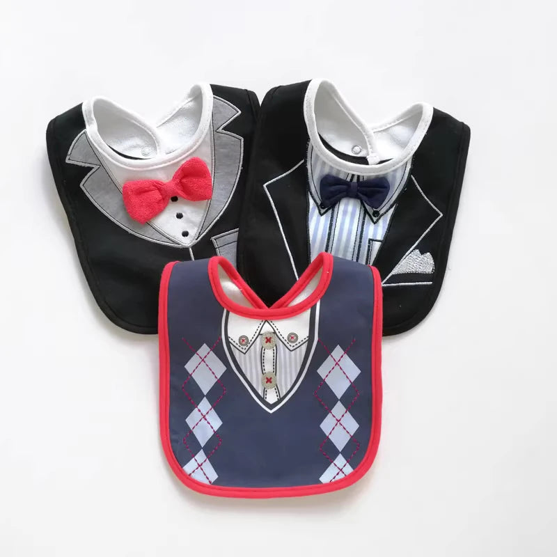 Full term newborn baby three-dimensional bow tie, saliva towel, waterproof gentleman bib, male baby soft rice bag, waterproof