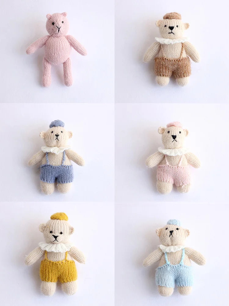 Handmade Knitted Teddy Bear Dolls Photography Toy Mohair Cute Crochet Animal Image Doll Studio Photo Shooting Props Accessories