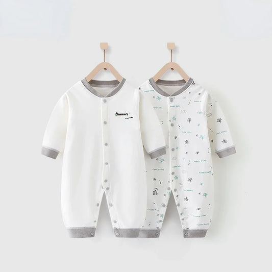 Baby One-piece Clothes Long-sleeved Cotton Newborn Pajamas Rompers Baby Air-conditioned Clothes Spring and Autumn