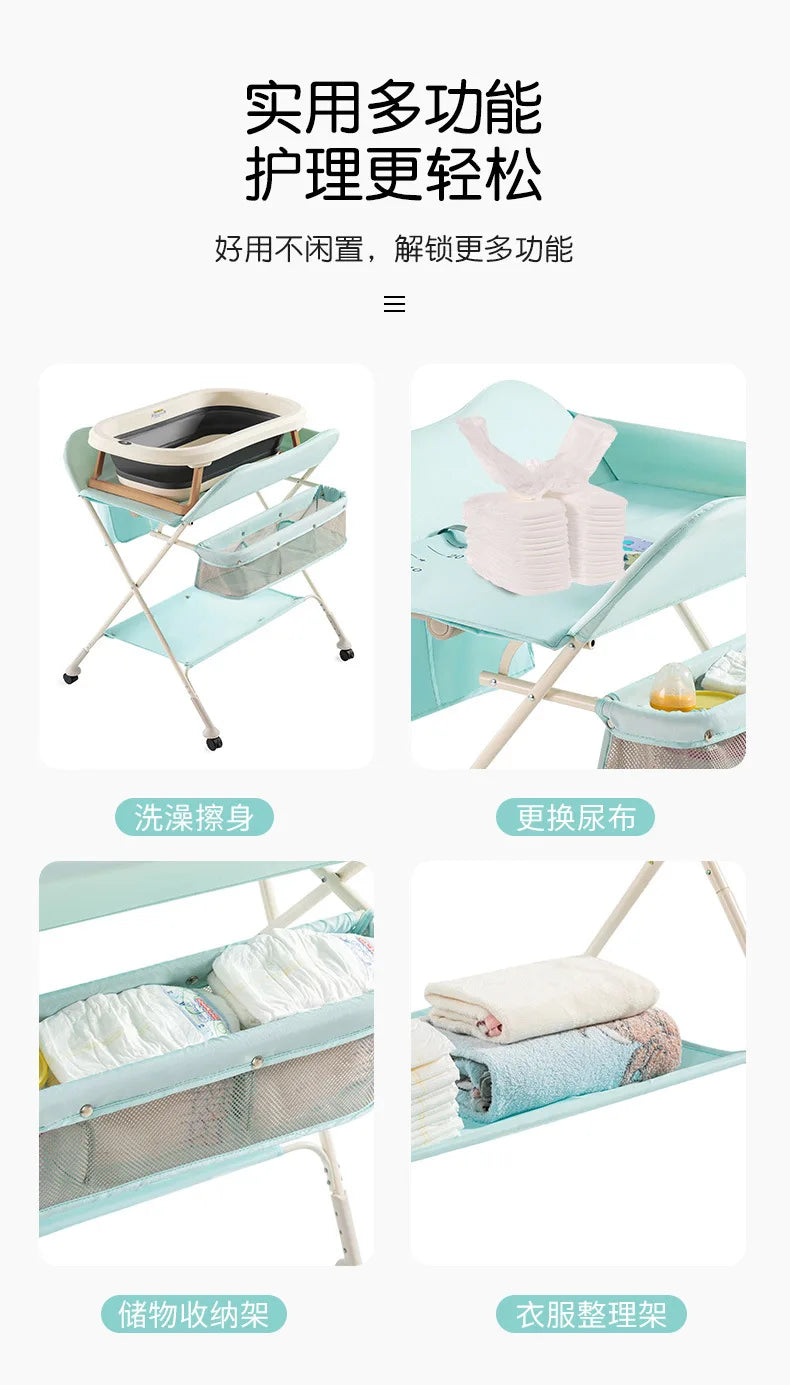 Diaper-Changing Table Baby Care Desk Portable Multifunctional Folding Newborn Baby Bath Diaper Changing Baby Care Table 기저귀 테이블