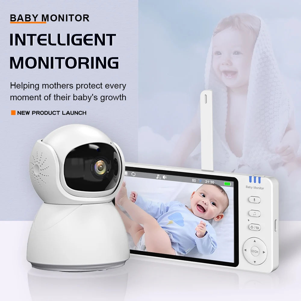 5"IPS Video Baby Monitor With Pan Tilt Child Camera Wireless 2-Way Audio Night Vision Security Babysitter VOX Wake Up USB Charge