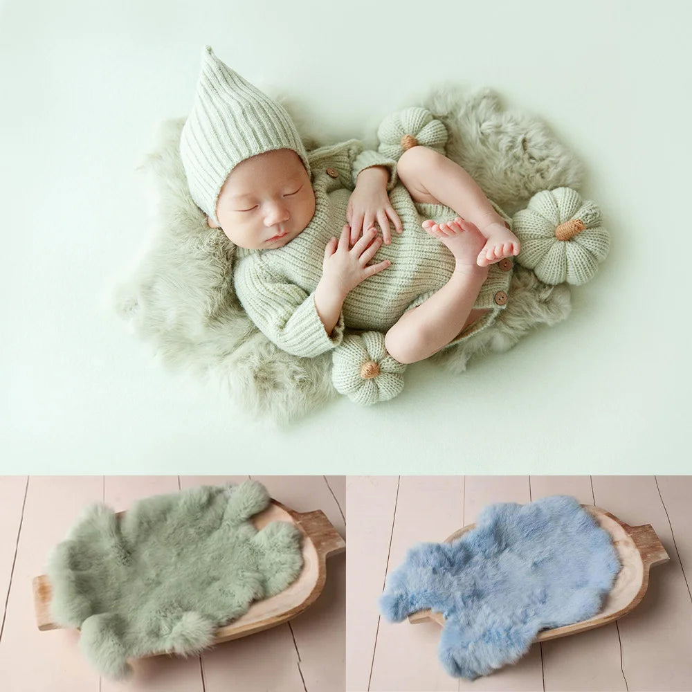 16 Colours Rabbit Fur Blankets of Newborn Photography Props Basket Filling Props Blanket Bunny Wool Background Photo Accessories