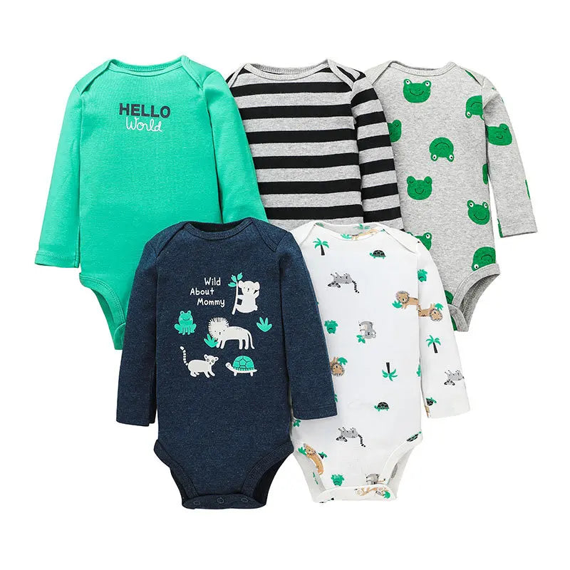 IYEAL 5PCS/lot Baby Boys Clothing Girls Bodysuits Long Sleeve 100% Cotton Baby Clothes 0-24 Months Newborn Body Bebe Jumpsuit