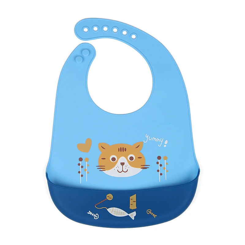 Silicona Baby Food Grade Waterproof Silicone Bibs For Baby Adjustable Cute Cartoon Baby Bib Boys Toddler Feeding Stuff