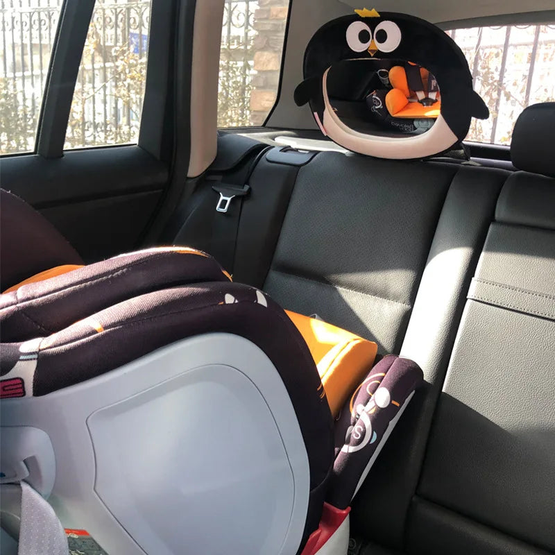 Infant Hanging Rear Mirror Auto Cute Cartoon Animal Plush Car Pendant Children Safety Seat Observation Rearview Mirror for Baby