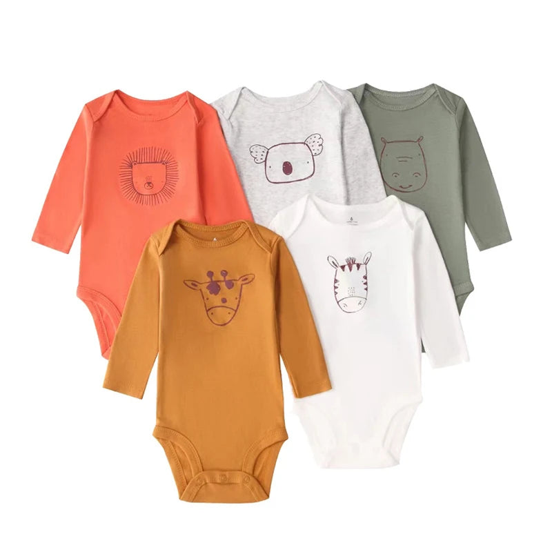 IYEAL Baby Boys Girls Bodysuits 5PCS/lot Long Sleeve 100% Cotton Babies Clothes 0-24 Months Newborn Body Bebe Jumpsuit Clothing