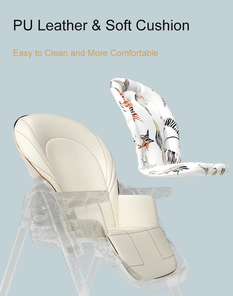 Luxury Baby High Chair with Removable Seat and Tray Adjustable Height Baby Feeding Chair Assembly-free dining chair