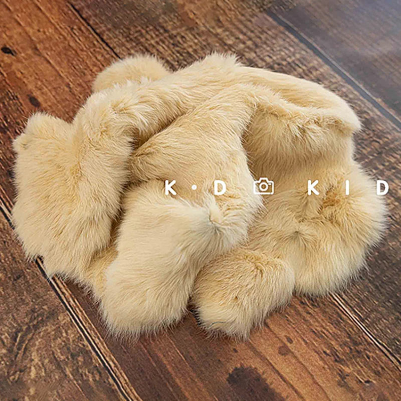 Newborn Photography Accessories Baby Blankets Natural Rabbit Fur Rug Infant Shoot Prop Soft Basket Filler Studio Photo Props