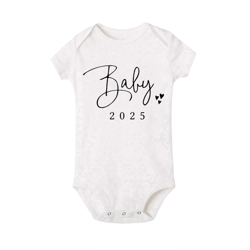 Baby Announcement Coming Soon 2025 Newborn Baby Romper Summer Boys Girls Bodysuit Body Pregnancy Reveal Clothes Toddler Jumpsuit