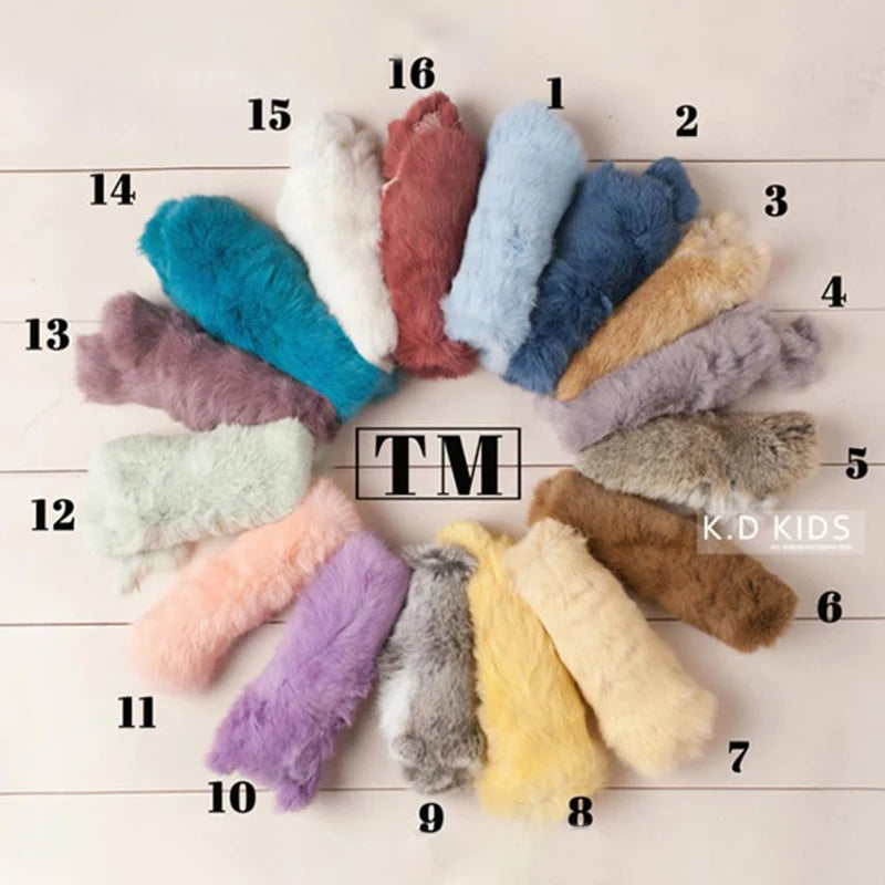 Newborn Photography Accessories Baby Blankets Natural Rabbit Fur Rug Infant Shoot Prop Soft Basket Filler Studio Photo Props