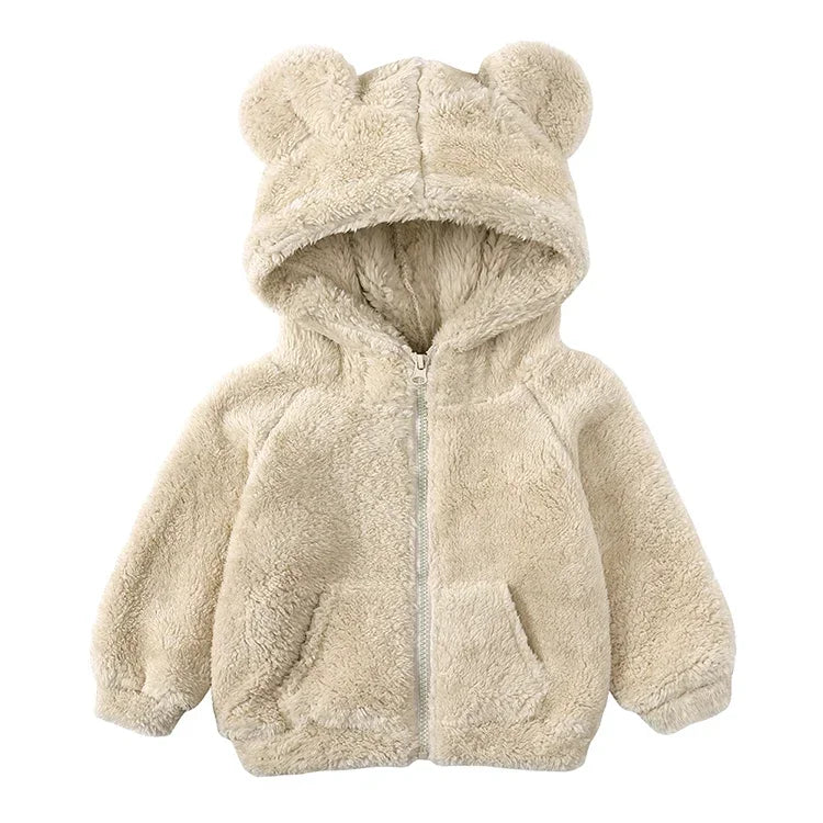 Thicken Warm Girls Winter Coat Cartoon Long Sleeve Hooded Coat for Girls Fashion Solid Color Kids Coat 1-6 Years