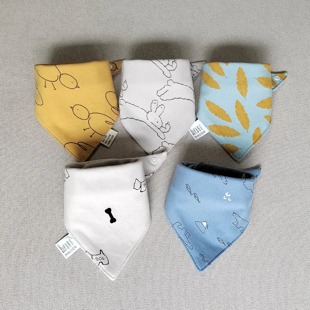 5 Pieces Baby Bandana Bibs Cotton Triangle Soft Saliva Towel Kids Feeding Burp Cloth Baby Boy Girl Newborn Stuff