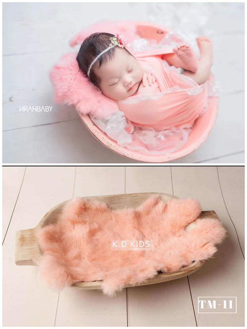 Newborn Photography Accessories Baby Blankets Natural Rabbit Fur Rug Infant Shoot Prop Soft Basket Filler Studio Photo Props