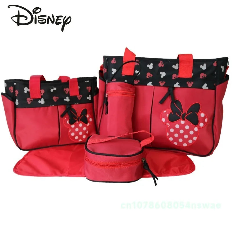 Disney Mickey's New Diaper Bag Handbag Luxury Brand Cartoon Fashion Baby Bag 5-piece High Capacity Baby Diaper Bag High Quality