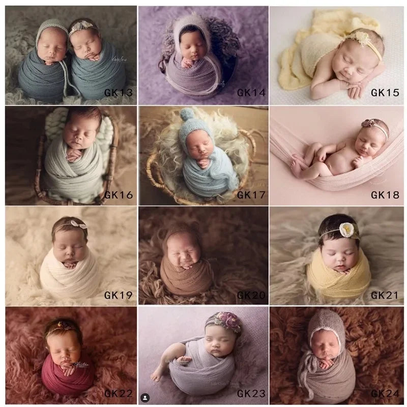 40x180cm Newborn Photography Props Soft High Stretchable Baby Wraps Cotton Swaddling Photo Basket Backdrop Babies Accessories