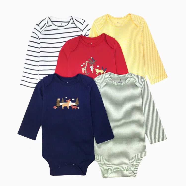 IYEAL 5PCS/lot Baby Boys Clothing Girls Bodysuits Long Sleeve 100% Cotton Baby Clothes 0-24 Months Newborn Body Bebe Jumpsuit