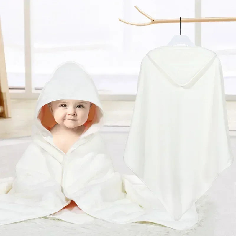 Newborn Hooded Cloak Wearable Personalized Name Baby Bath Towel for Infant Quick-Drying Coral Velvet Robe Cape