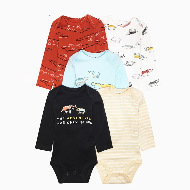 IYEAL 5PCS/lot Baby Boys Clothing Girls Bodysuits Long Sleeve 100% Cotton Baby Clothes 0-24 Months Newborn Body Bebe Jumpsuit