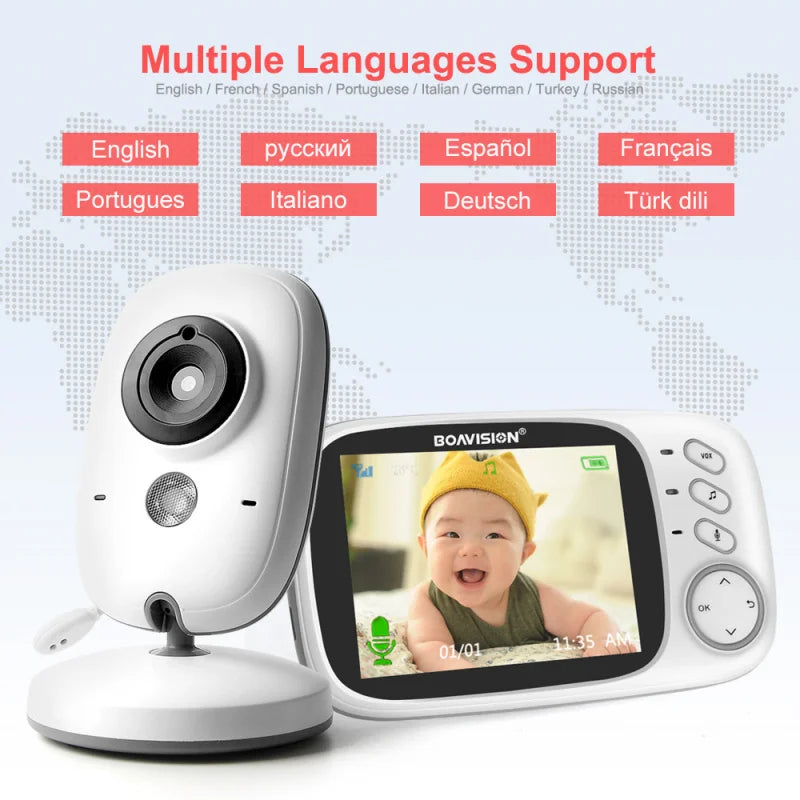 Baby Video Monitor Smart Home Cry Alarm Security Surveillance Temperature Monitoring Wireless Monitor Infrared Night Vision Toy