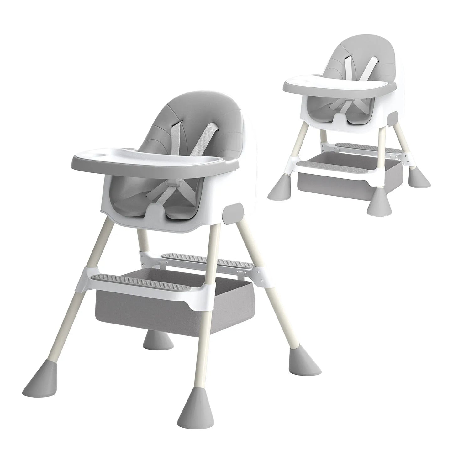 UBRAVOO Baby High Chair 6 Months Plus, 2-in-1  with Footrest, Detachable Double Tray, Easy to Clean Feeding